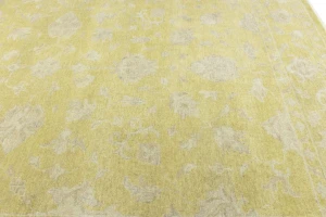 Muted Golden Yellow Floral 10X14 Transitional Oriental Rug