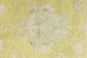 Muted Golden Yellow Floral 10X14 Transitional Oriental Rug