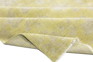 Muted Golden Yellow Floral 10X14 Transitional Oriental Rug