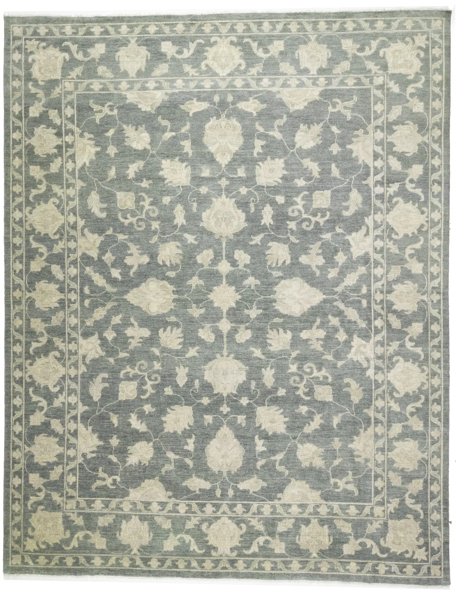 Muted Dark Slate Floral 12X15 Transitional Oriental Rug