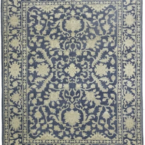 Muted Slate Blue Floral 8X10 Transitional Oriental Rug