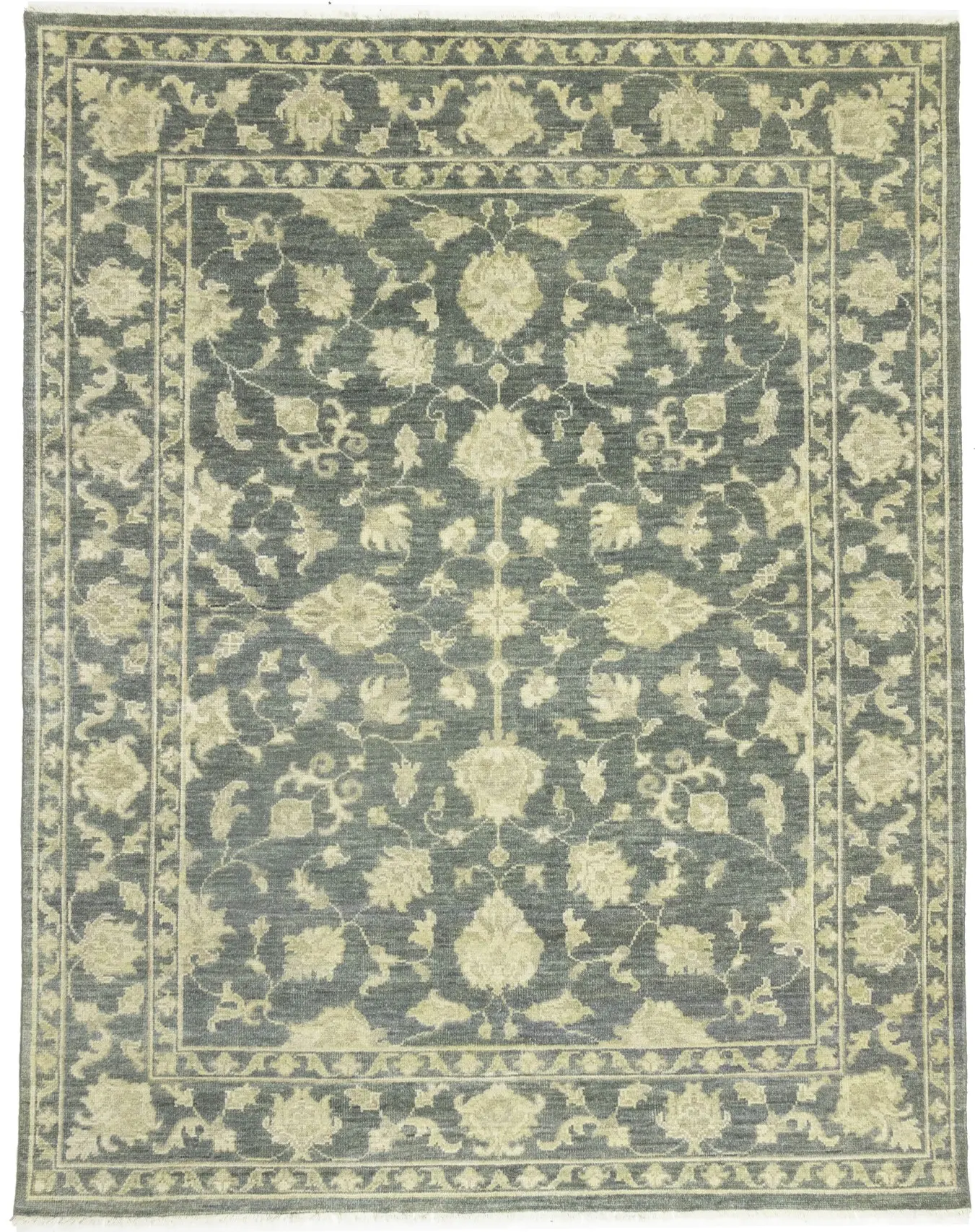 Muted Dark Slate Floral 8X10 Transitional Oriental Rug