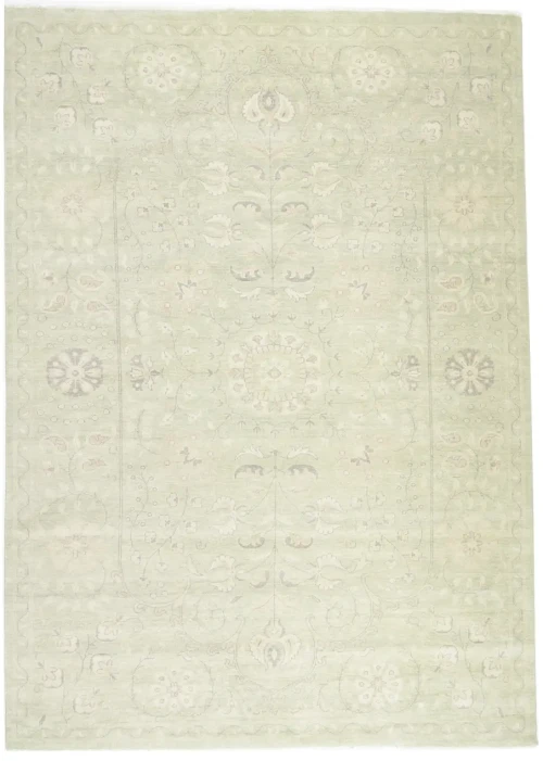 Muted Green Floral 12X15 Transitional Oriental Rug