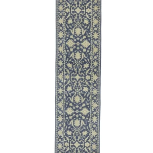 Muted Slate Blue Floral 2'6X9'9 Transitional Oriental Runner Rug
