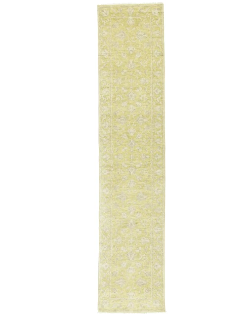 Muted Golden Yellow Floral 3X12 Transitional Oriental Runner Rug