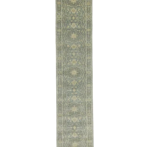 Muted Gray Floral 3X14 Transitional Oriental Runner Rug