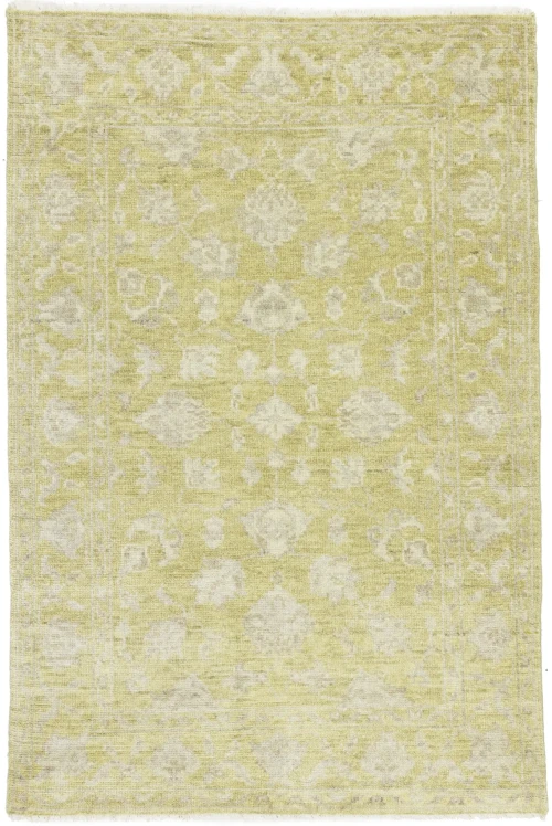 Muted Golden Yellow Floral 4X6 Transitional Oriental Rug