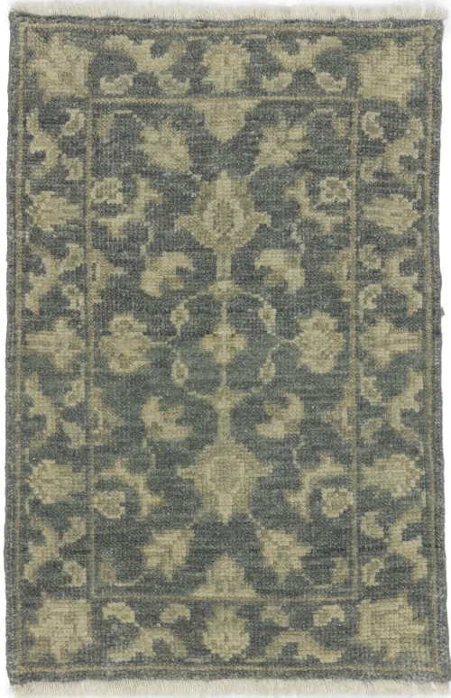 Muted Dark Slate Floral 2X3 Transitional Oriental Rug