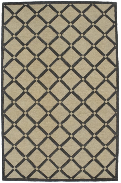 Cream & Charcoal Art Deco 5X8 Modern Rug