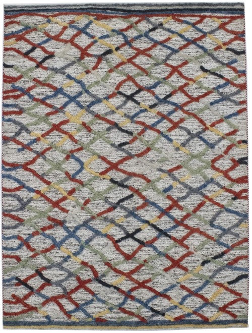 Multicolored Hand-Carved 6X8 Modern Rug