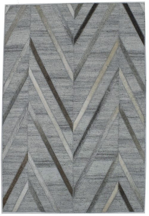 Silver 2X3 Modern Leather Rug