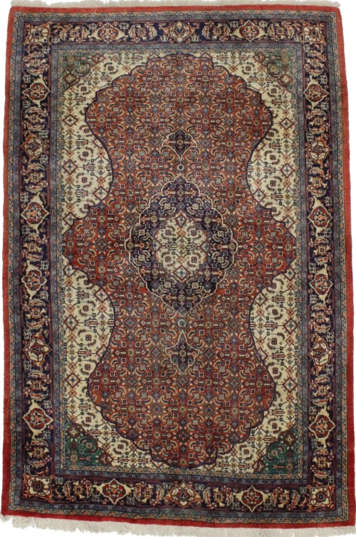 Vintage Orange Floral Geometric 4'5X6'7 Mahal Persian Rug