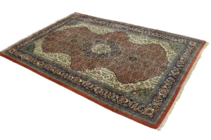 Vintage Orange Floral Geometric 4'5X6'7 Mahal Persian Rug