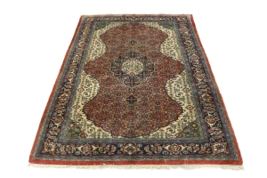 Vintage Orange Floral Geometric 4'5X6'7 Mahal Persian Rug