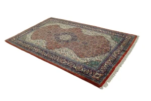 Vintage Orange Floral Geometric 4'5X6'7 Mahal Persian Rug