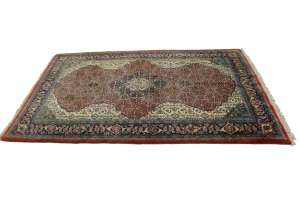 Vintage Orange Floral Geometric 4'5X6'7 Mahal Persian Rug