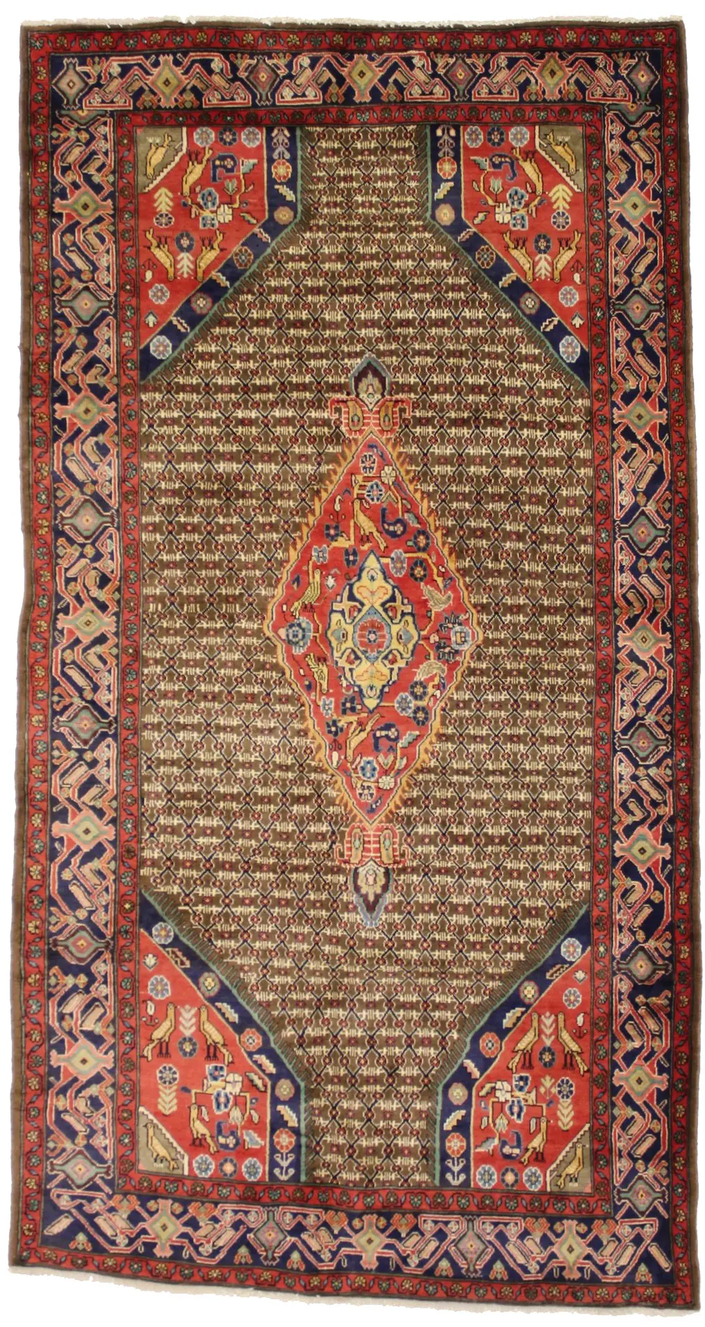 Vintage Brown Tribal 5X10 Koliaie Persian Rug