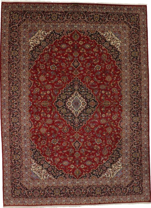 Vintage Red Traditional 10X13 Kashan Persian Rug