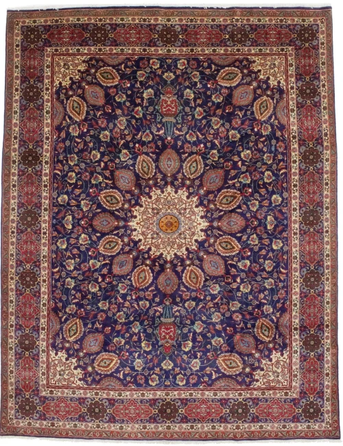 Vintage Purple-navy Traditional 10X13 Tabriz Persian Rug