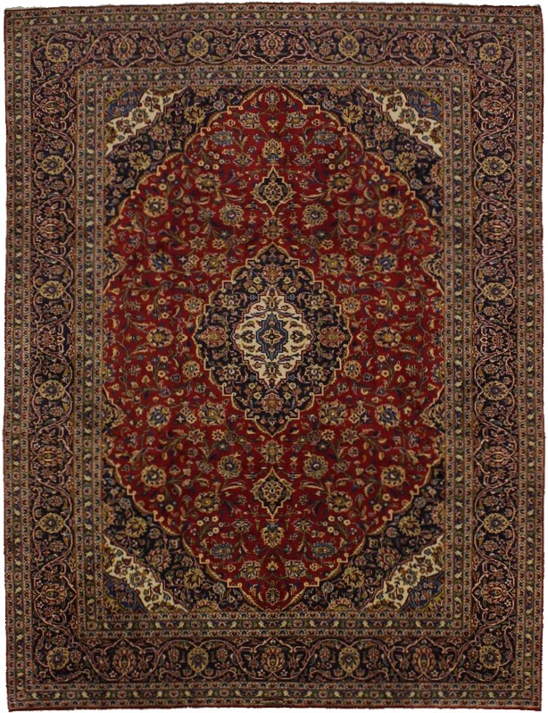 Vintage Red Traditional 9'0X12'5 Kashan Persian Rug