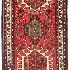 Vintage Bittersweet Red Geometric 2X7 Karajeh Persian Runner Rug