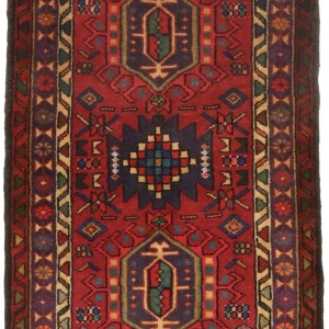 Vintage Red Geometric 2'6X6'6 Karajeh Persian Runner Rug