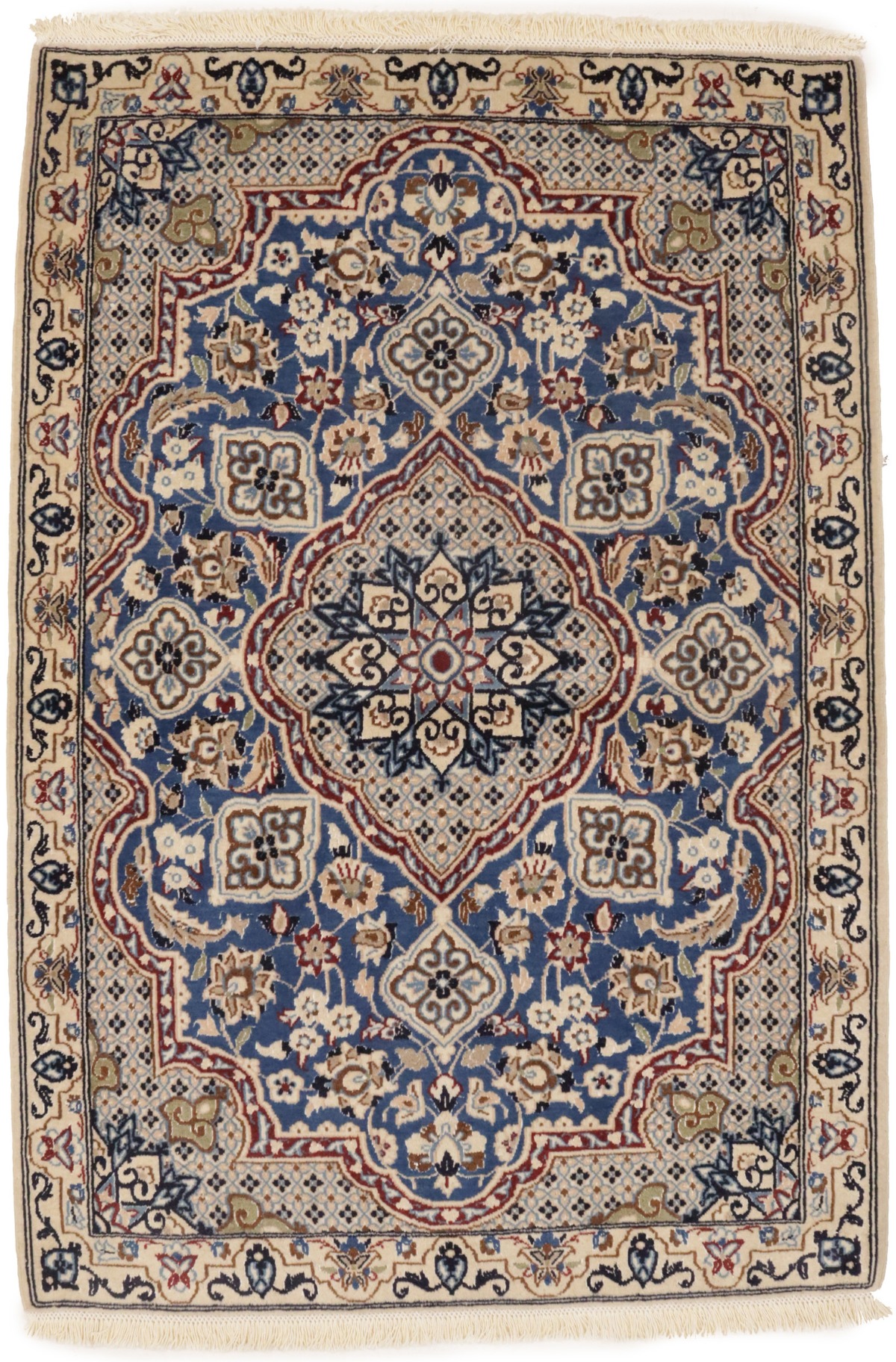 Vintage Floral Classic Blue 3X4 Nain Persian Rug