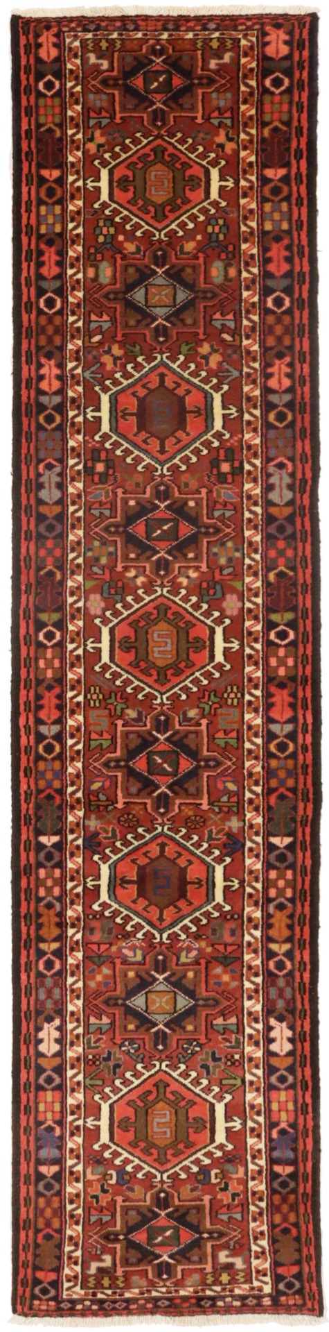 Vintage Terracotta Red Geometric 2X10 Karajeh Persian Runner Rug