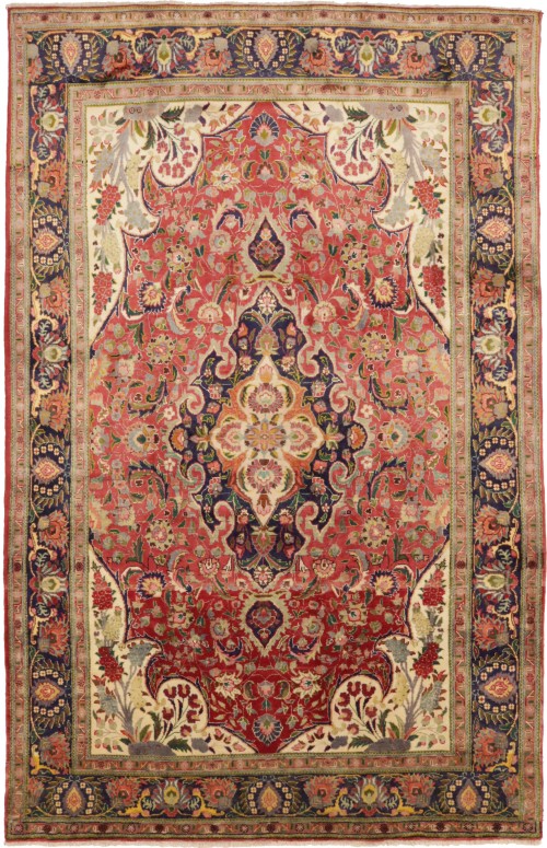 Semi Antique Red Traditional 6'7X10'5 Tabriz Persian Rug