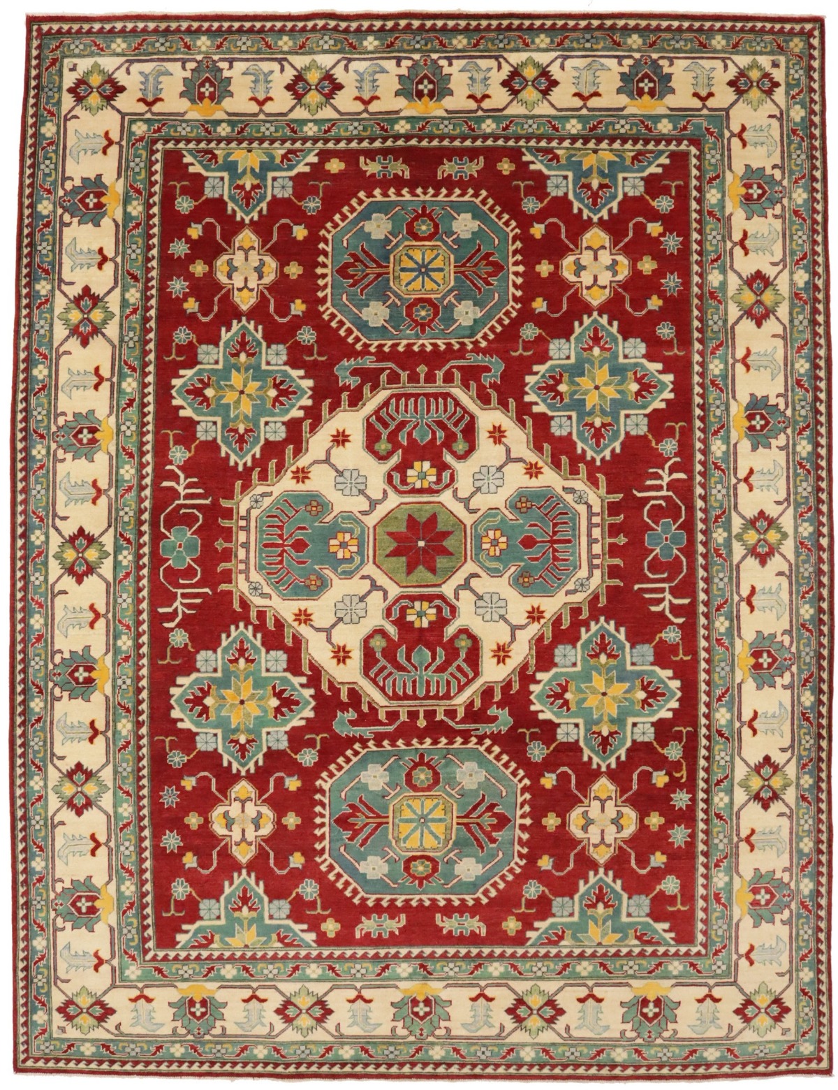 Red Geometric Tribal 8'5X11'0 Kazak Pakistan Rug