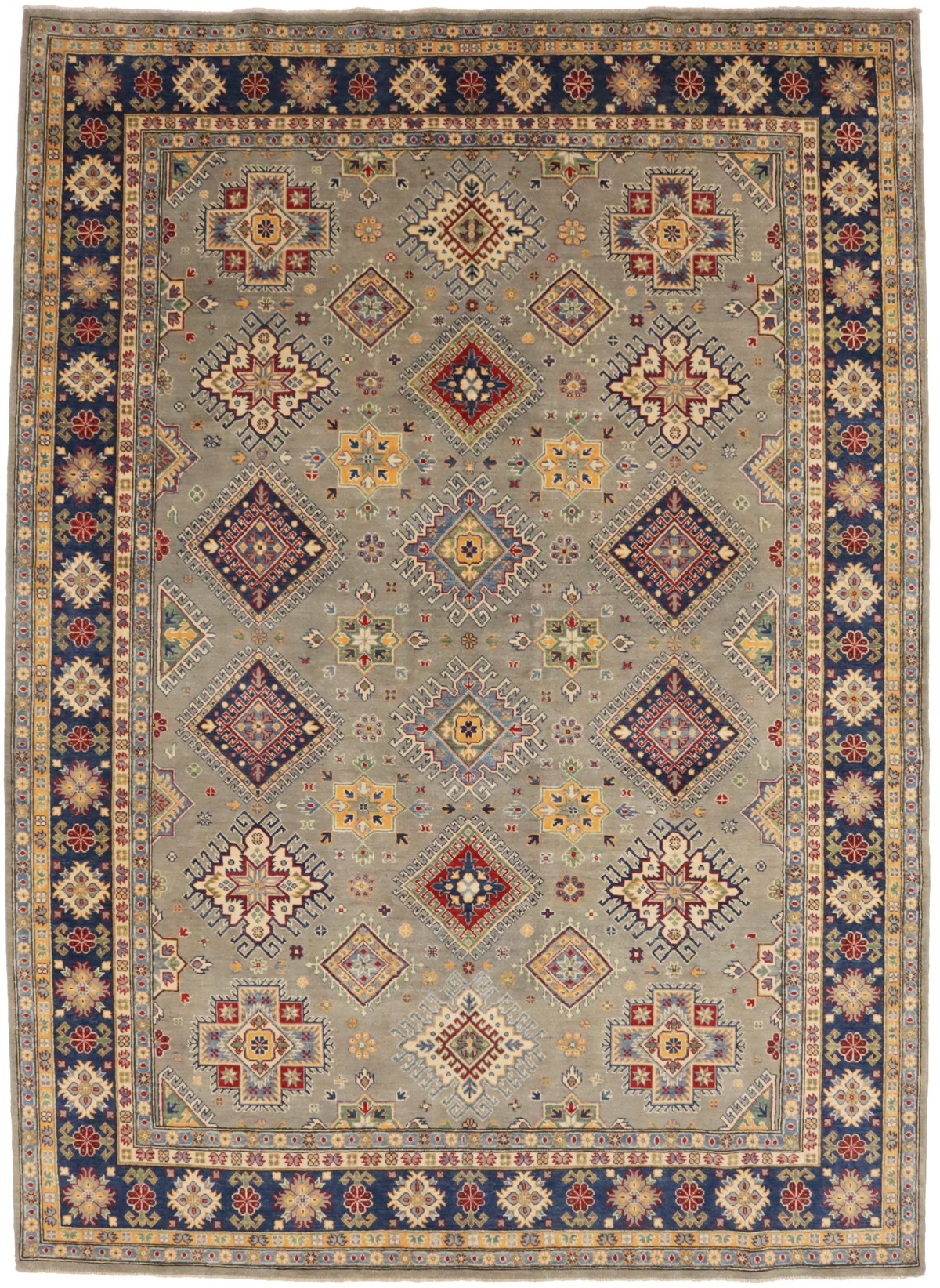 Gray GeometricTribal  8X11 Kazak Pakistan Rug