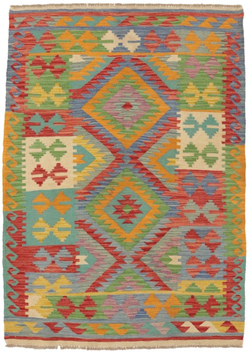 Multicolored Geometric Reversible 4X6 Kilim Oriental Rug