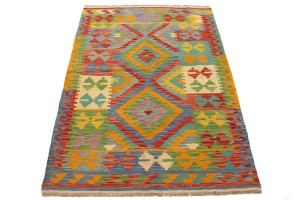 Multicolored Geometric Reversible 4X6 Kilim Oriental Rug