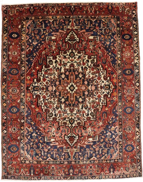 Vintage Floral Rusty Red 10'6X13'4 Bakhtiari Persian Rug