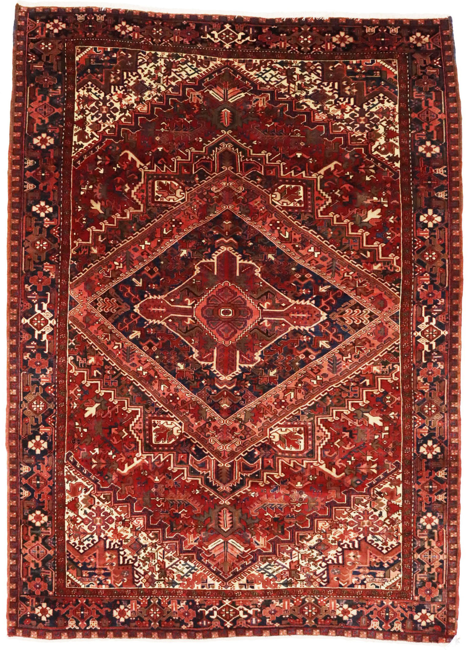 Semi Antique Red Geometric 8X11 Heriz Persian Rug