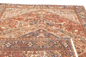 Semi Antique Red Geometric 8X11 Heriz Persian Rug