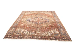Semi Antique Red Geometric 8X11 Heriz Persian Rug