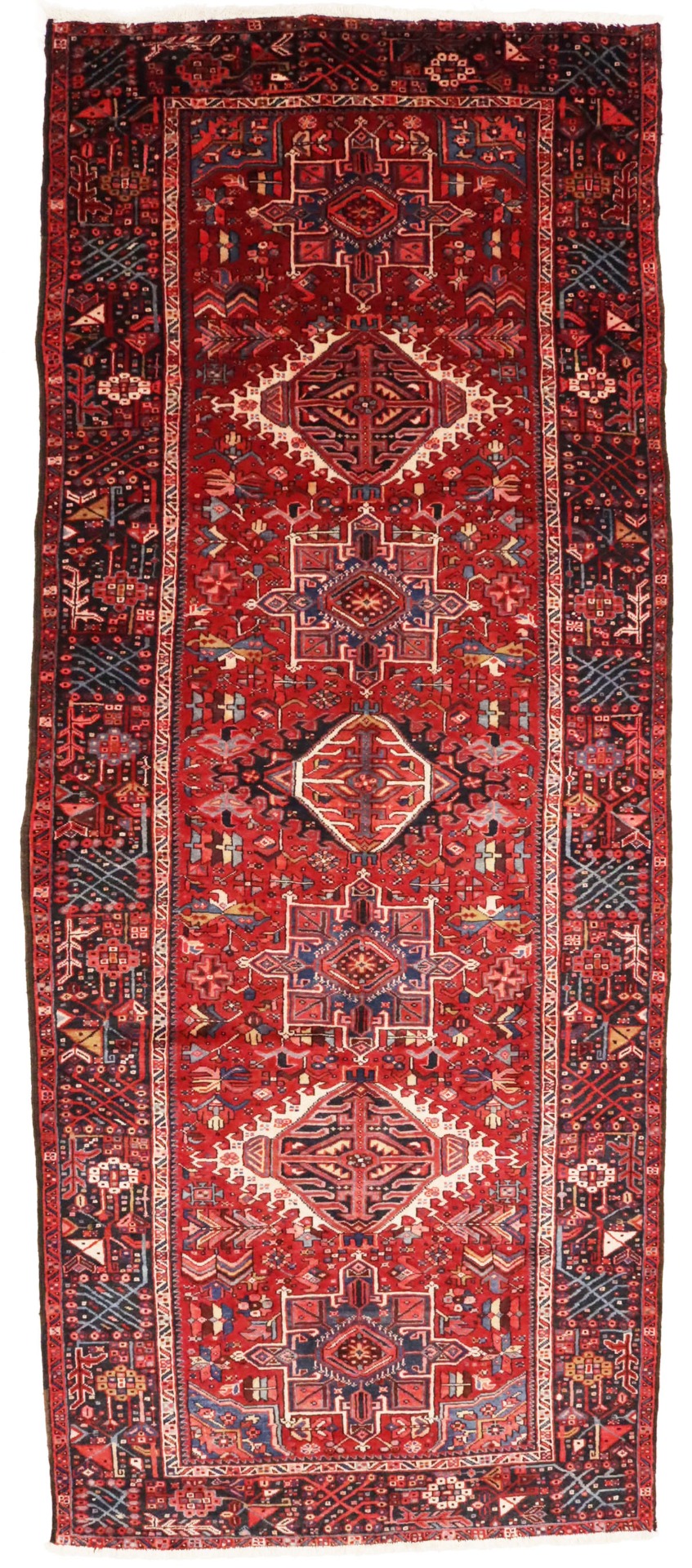 Vintage Red Tribal 5X13 Karajeh Persian Runner Rug