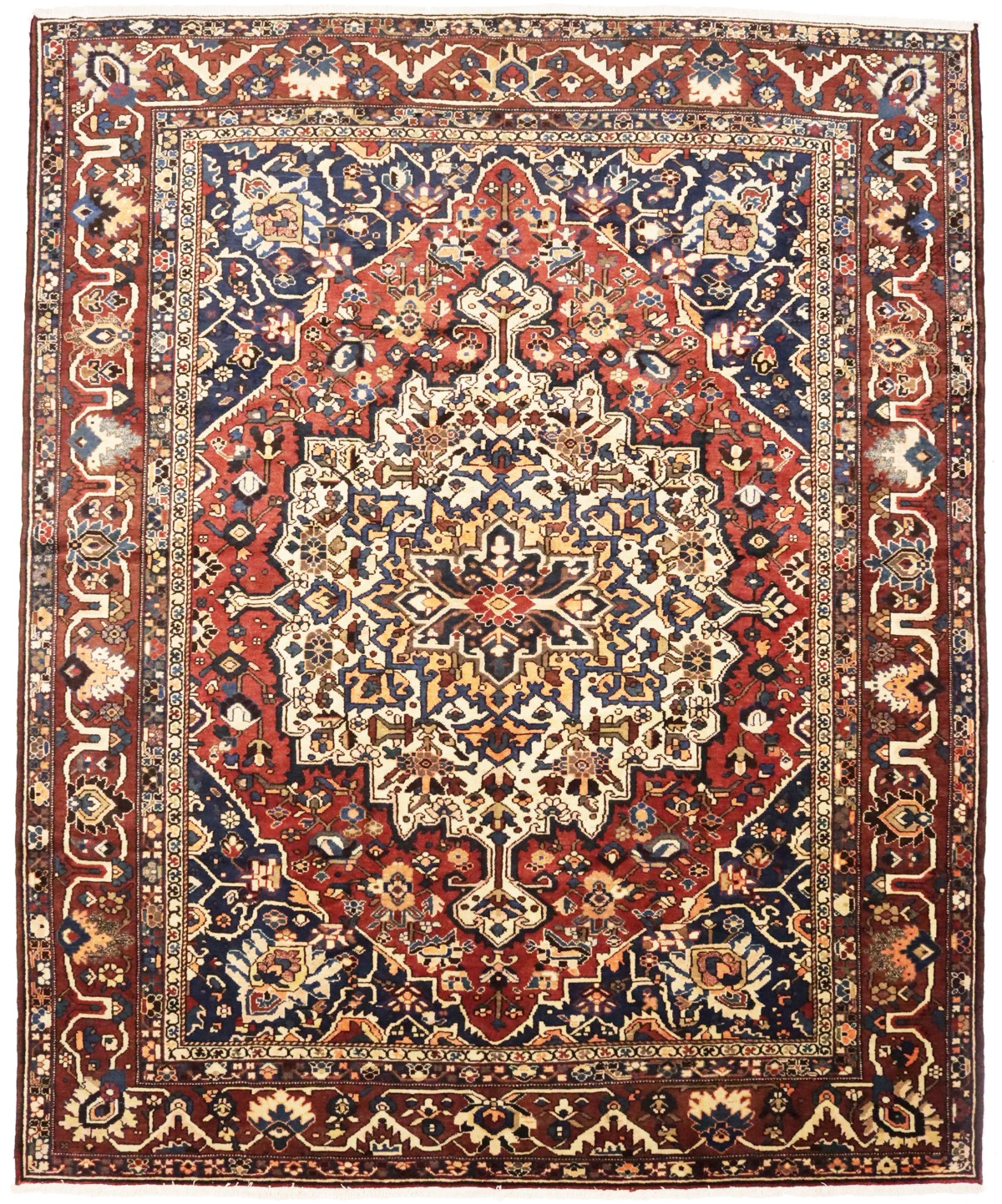 Vintage Rusty Red Floral 10'6X13 Bakhtiari Persian Rug