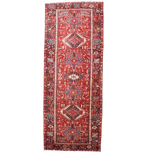 Vintage Red Tribal 5X13 Karajeh Persian Runner Rug