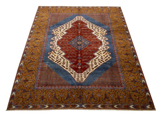 Blue Geometric Tribal 8'2X11'6 Afghan Oriental Rug