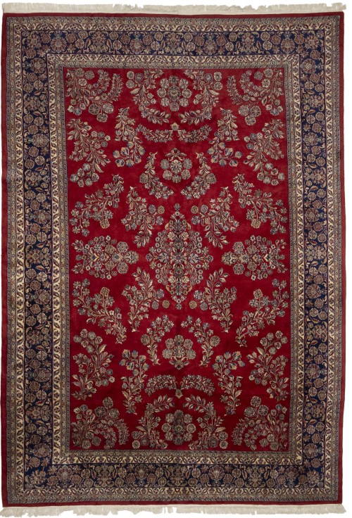 Red Floral Traditional 11X16 Indo-Sarouk Oriental Rug