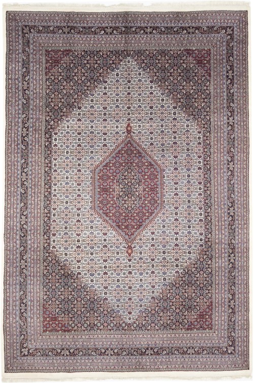 Cream Floral Tribal 10X14 Indo-Bidjar Oriental Rug