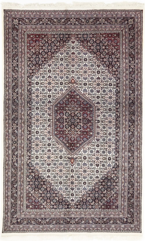 Cream Floral Tribal 6X9'5 Indo-Bidjar Oriental Rug