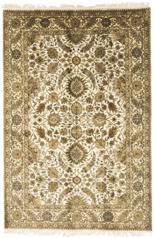 Cream Floral Classic 6X9 Agra Jaipur Oriental Rug