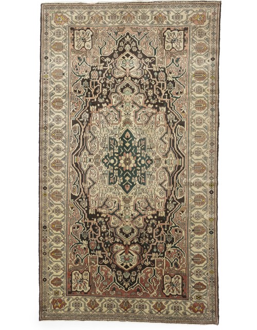 Semi Antique Muted Brown Floral 5'5X9'7 Vintage Oriental Rug