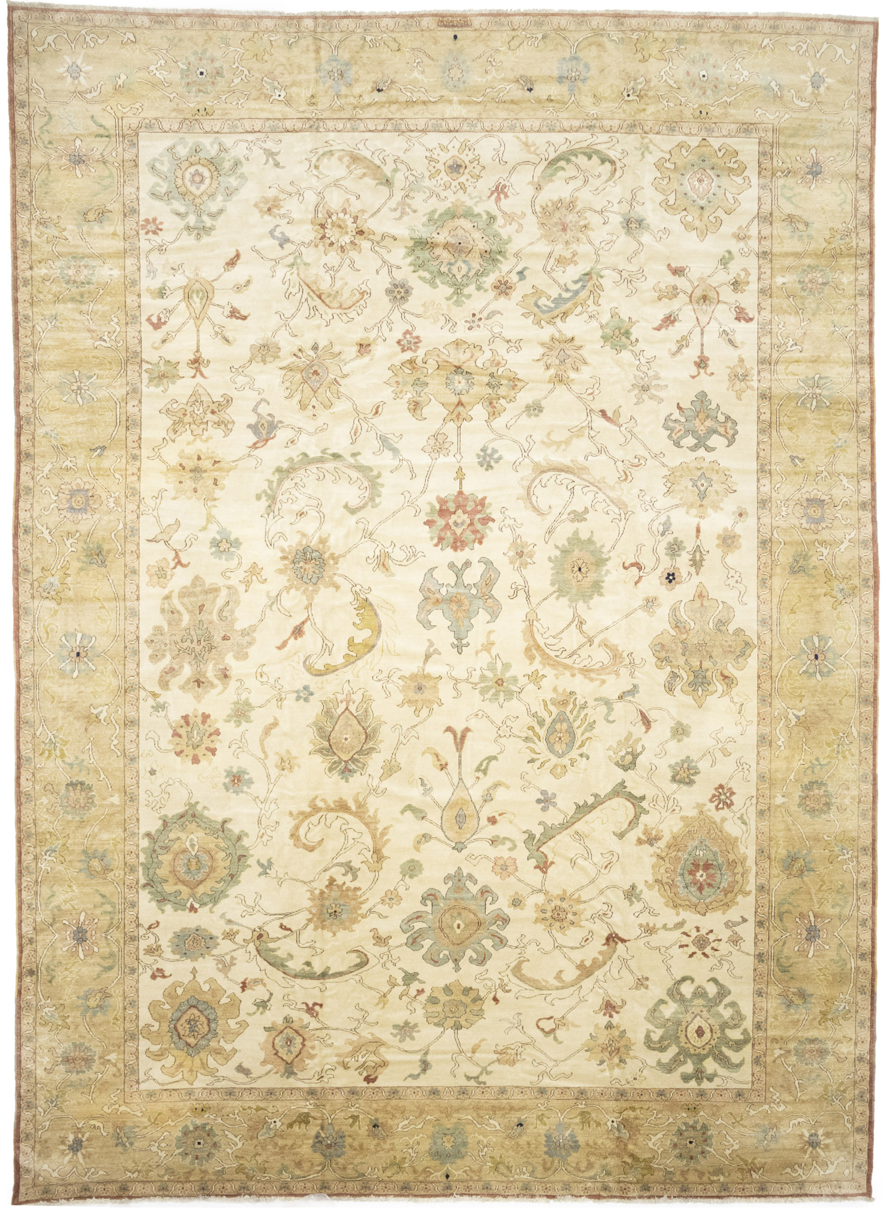 Cream Floral Oushak 12'6X17 Turkish Oriental Rug