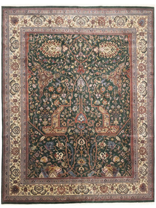 Green Floral Classic 12X15 Indo-Kashan Oriental Rug