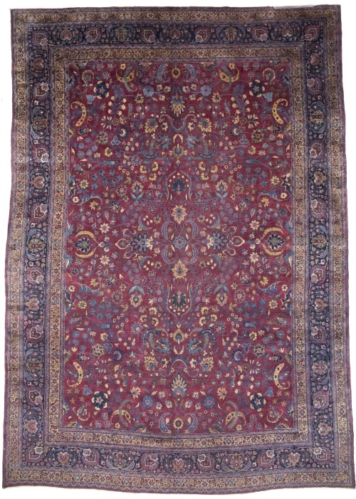 Semi Antique Maroon Red Traditional 12X17 Mashad Persian Rug