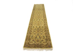Golden Beige Floral Classic 3X14 Agra Jaipur Oriental Runner Rug